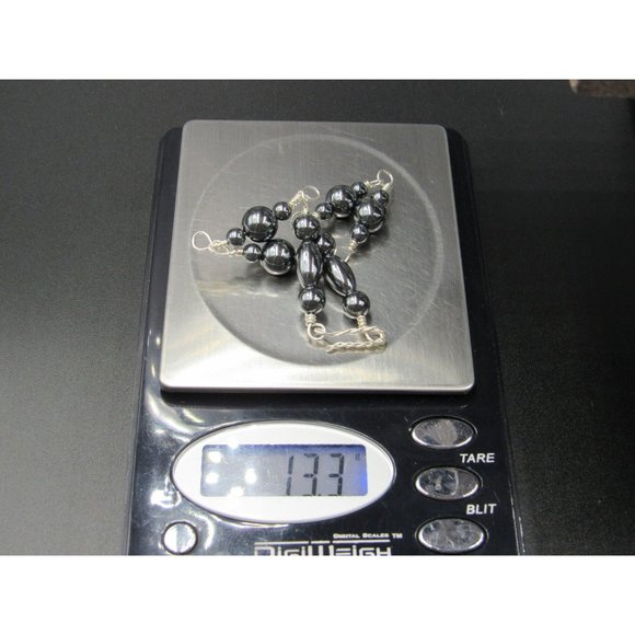 7 Inch Sterling Silver Handmade Wrapped Hematite Bracelet - Picture 5 of 5